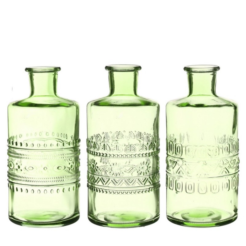 Gekleurde glazen fles porto groen Ø7,5 cm Bloemschikken|Bloemschikmateriaal.be|Gratis verzending €40