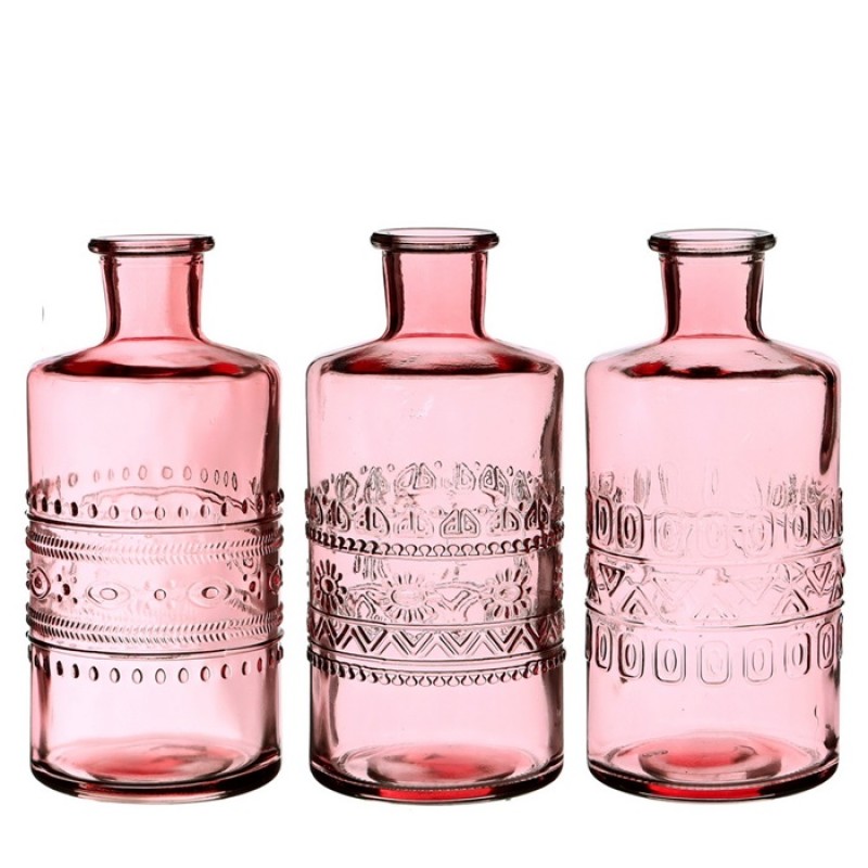 glazen fles porto roze Ø7,5 h.14,5 cm - Bloemschikken|Bloemschikmateriaal.be|Gratis verzending €40
