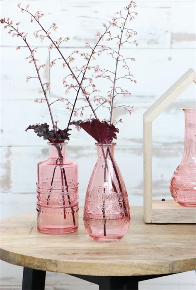 glazen fles rome roze Ø7,5 cm - Bloemschikken|Bloemschikmateriaal.be|Gratis verzending vanaf €40
