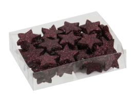 Glittersterretjes D 2.5 cm bordeaux 48 st.