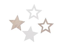 Wooden stars ass. 2.5 cm white 48 pcs.