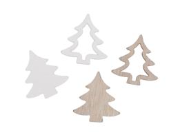 Wooden Christmas trees ass. 2.5 cm white 48 pcs.