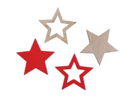 Wooden stars ass. 2.5 cm red 48 pcs.