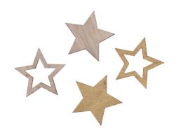 Wooden stars ass. 2.5 cm gold 48 pcs.