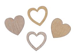 Wooden hearts ass. 2.5 cm gold 48 pcs.