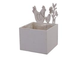 Wooden planter chicken 8.5x8.5 cm