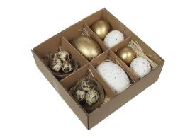 Assortiment eieren wit goud 12 st.