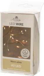 Warmweisse LED-lichter mit Timer 40 st. mit Golddraht