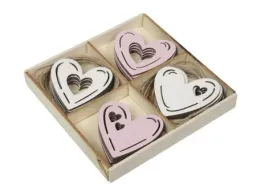 Wooden hearts 4 ass. pink 6x6 cm 20 p.